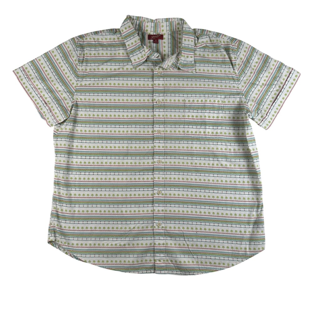 Arizona Jean Co Shirt Mens 2XL Multicolor Palm Tree Stripe Short Sleeve Casual